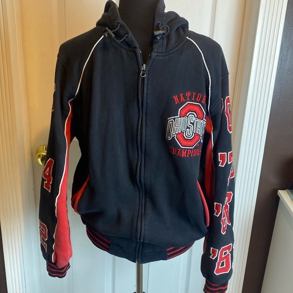 Ohio State Buckeyes National Champions Black Heavy Sweat Hood Jacket Men’s Sz M